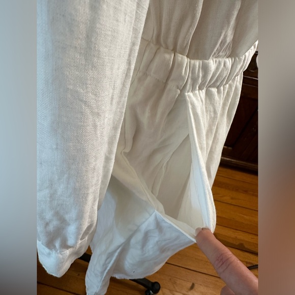 White linen drawstring waist dress by 0039 Italy also Swimsuit coverup Size S - Picture 5 of 6